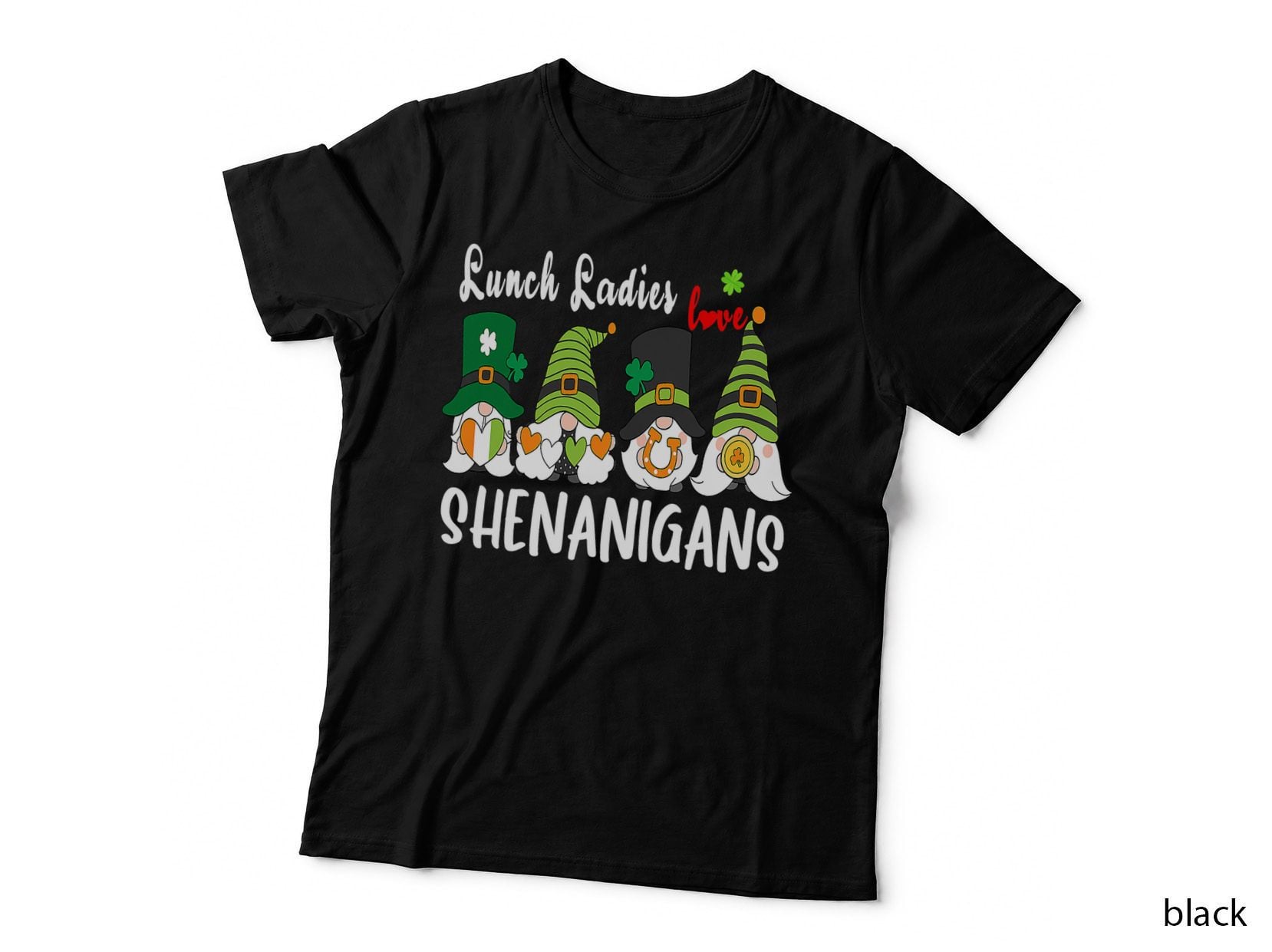 Funny Lunch Ladies Love Shenanigans Gnome St Patrick's Day T-Shirt