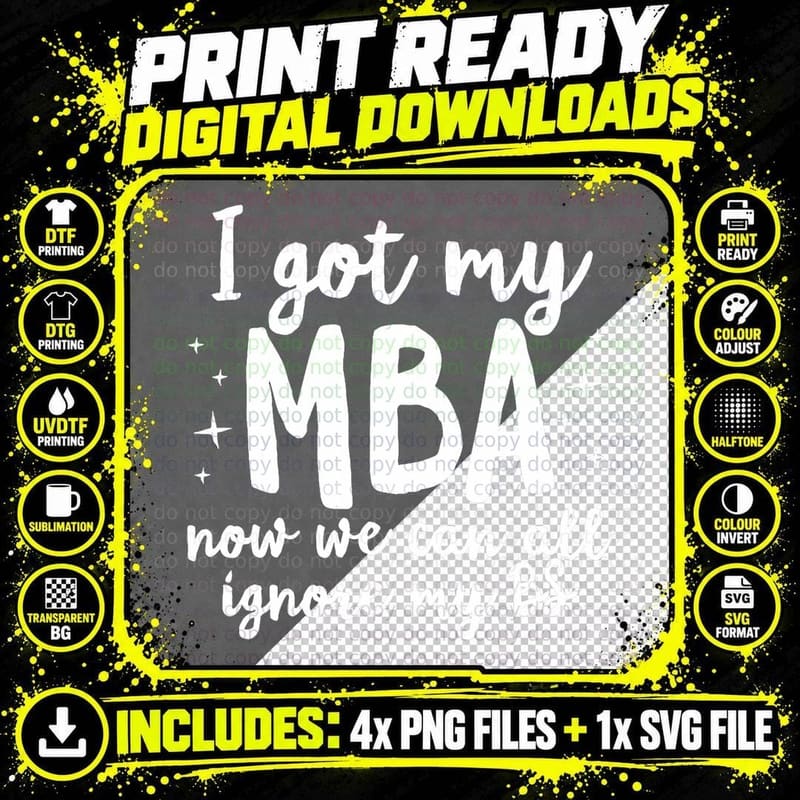 Funny MBA Master Degree Business Graduation Graduate Png SVG Digital Bundle