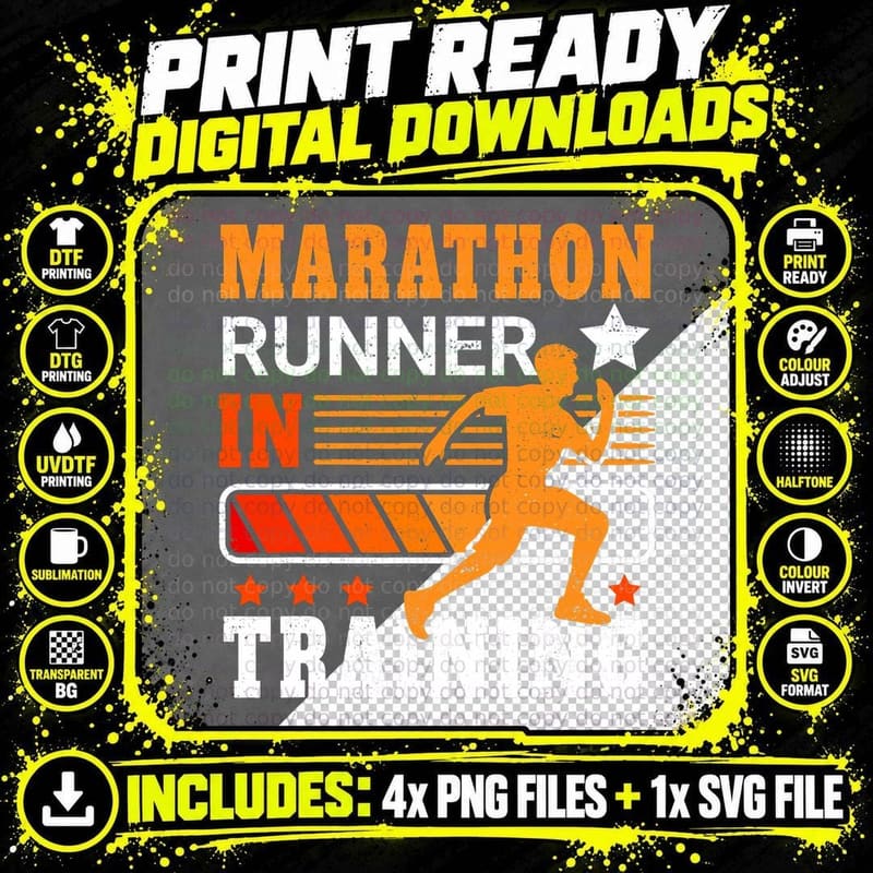 Funny Marathon Runner Art Men Women Marathon Running Png SVG Digital Bundle