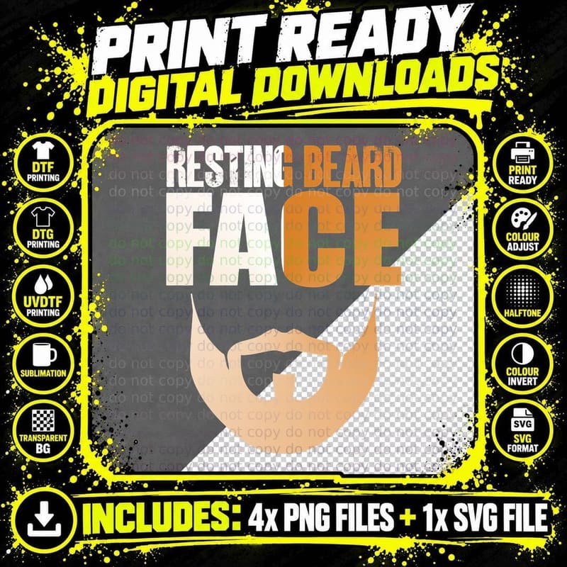Funny Resting Beard Face for Bearded Men Funny Quote Png SVG Digital Bundle