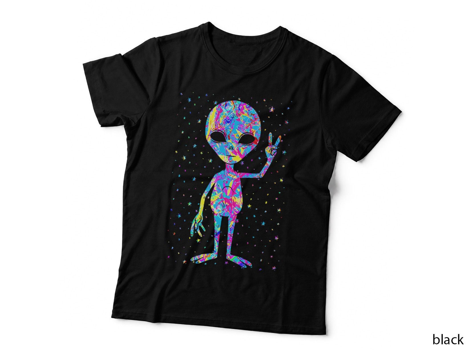 Funny Retro 1970s Alien Peace T-Shirt