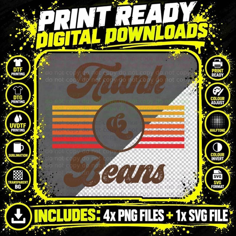 Funny Retro Ombre Popular Culture Frank & Beans T-Shirt Png SVG Digital Bundle