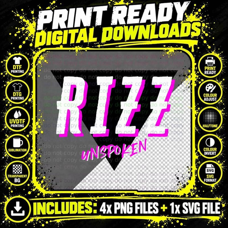 Funny Rizz Unspoken Retro T-Shirt Png SVG Digital Bundle