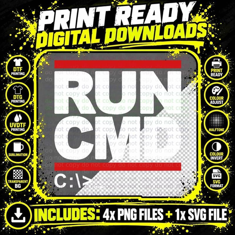 Funny Run CMD Programming Coding T-Shirt Png SVG Digital Bundle
