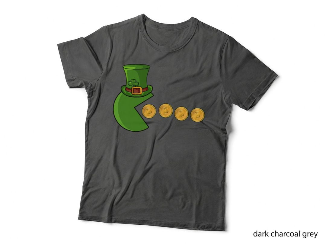 Funny St. Patrick's Day with Leprechaun Hat Eating Bitcoins T-Shirt