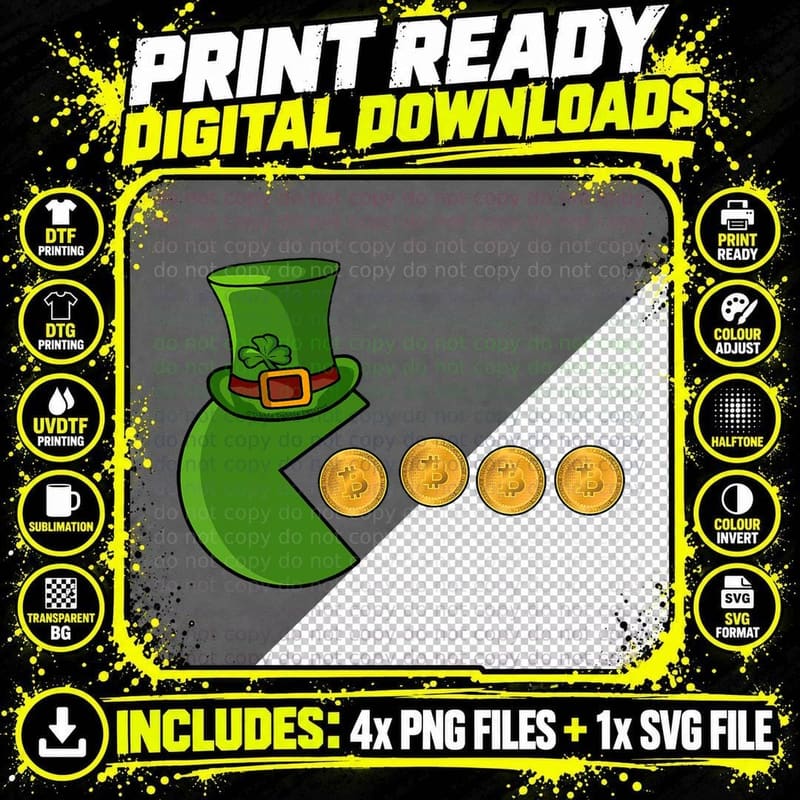 Funny St. Patrick's Day with Leprechaun Hat Eating Png SVG Digital Bundle