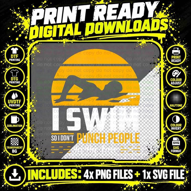 Funny Swimming Gift Swimmer Swim Team So I Don't Punch Png SVG Digital Bundle