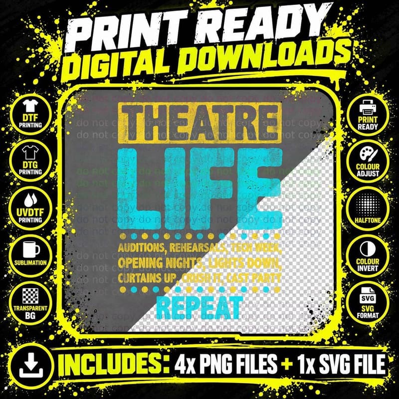 Funny Theatre Life Auditions, Rehearsals Png SVG Digital Bundle