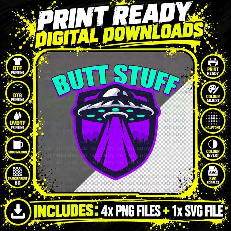 Funny UFO Alien Space Ship Butt Stuff Aliens Probe Joke Png SVG Digital Bundle