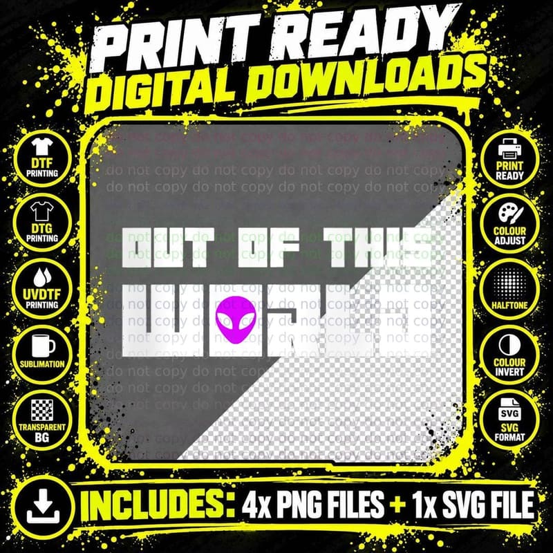 Funny UFO Aliens - Out of This World, Funny Women T-Shirt Png SVG Digital Bundle