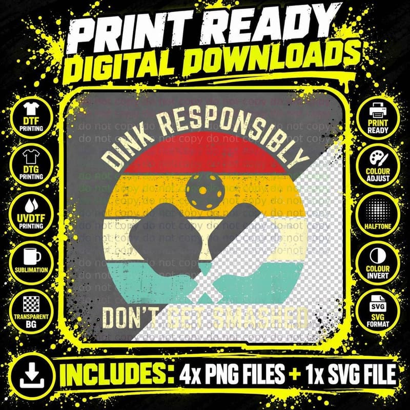 Funny Vintage Dink Responsibly Don't Get Smashed Png SVG Digital Bundle