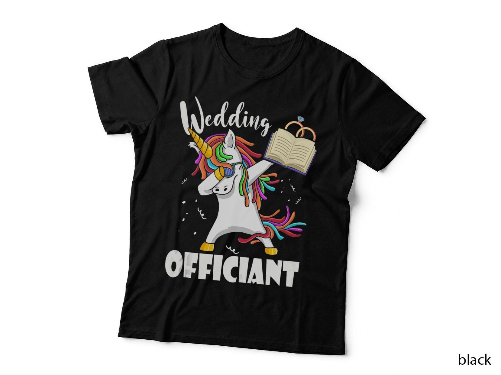 Funny Wedding Officiant Cute Dabbing Unicorn Pastor Wedding, Funny T-Shirt