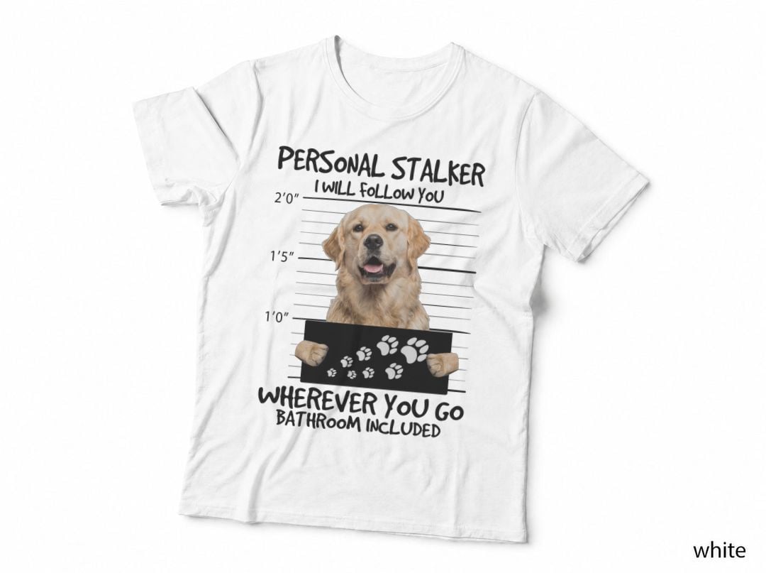 Golden Retriever Mugshot T-Shirt, Funny Sarcasm, Pet Lover Apparel