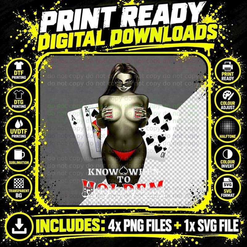 Gotta Know When to Hold'em Gambler Funny Poker T-Shirt Png SVG Digital Bundle