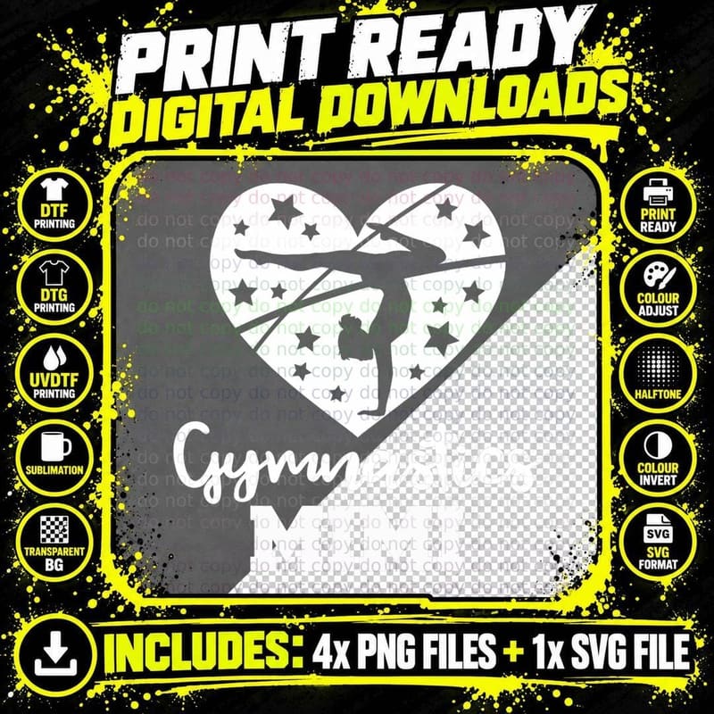 Gymnastics Mimi Heart Funny Gymnast T-Shirt Png SVG Digital Bundle