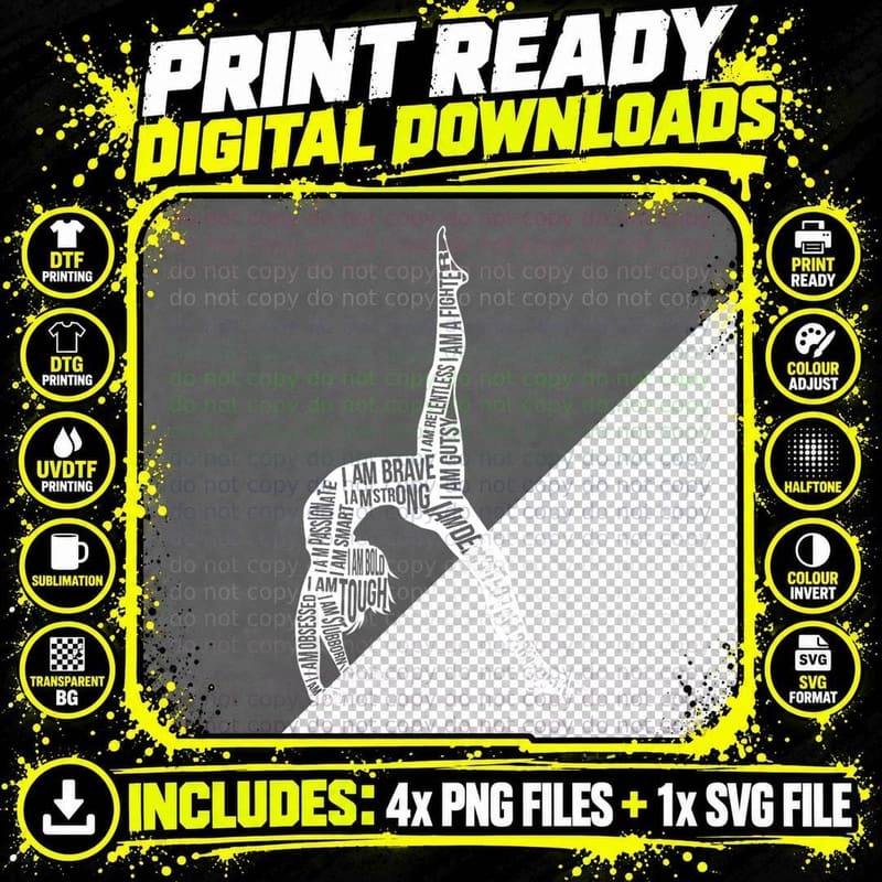 Gymnastics Typography Funny Gymnast Handstand Women Gift Png SVG Digital Bundle