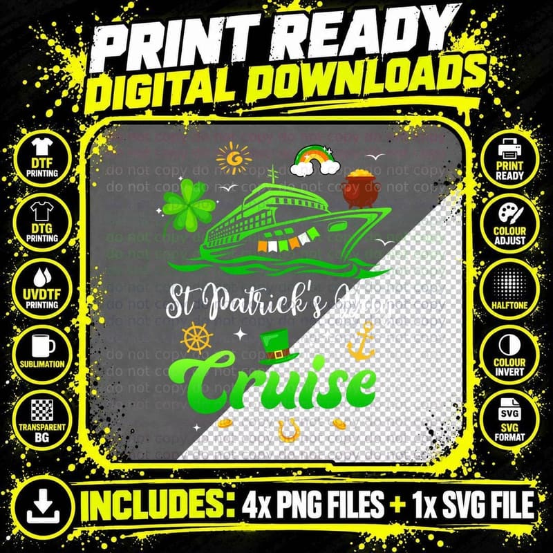 Happy St Patrick's Day Funny Cruise Ship Cruising Family Png SVG Digital Bundle