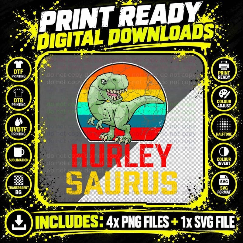 Hurley Saurus Family Reunion Last Name Team Funny Custom Png SVG Digital Bundle