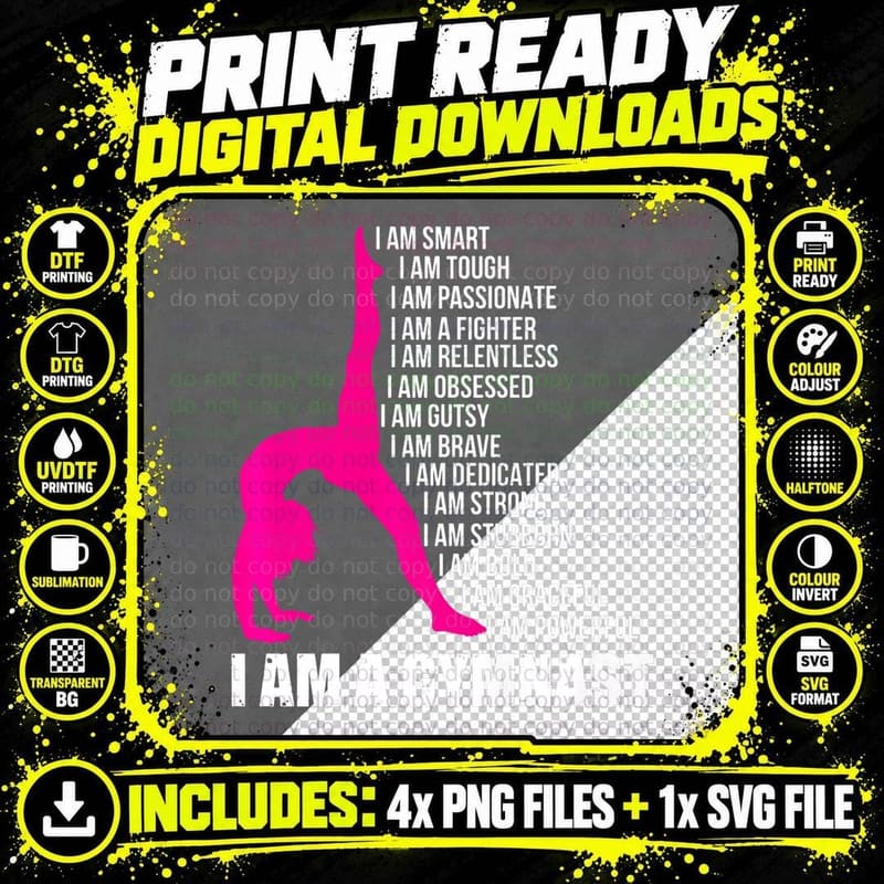 I Am a Gymnast Funny Handstand Gymnastics Gift Women Png SVG Digital Bundle