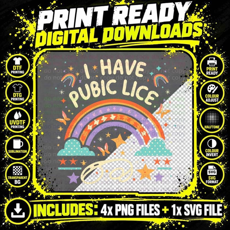 I Have Pubic Lice Funny Retro Offensive Inappropriate Png SVG Digital Bundle