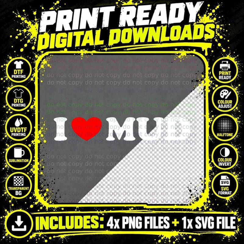 I Heart Mud I Love Mud - ATV Quad Four Wheeler Funny Png SVG Digital Bundle