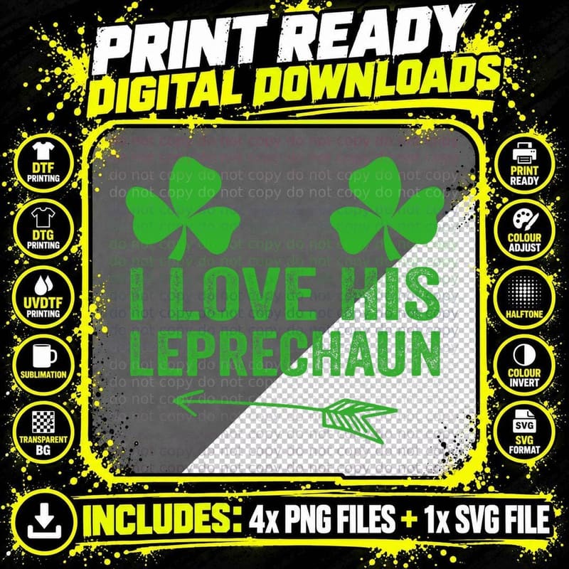 I Love His Leprechaun Funny Couples St Patrick's Day Png SVG Digital Bundle
