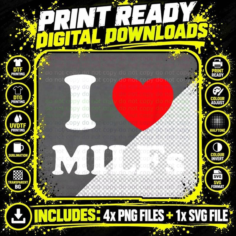 I Love Milfs Mother's Day Funny I Heart Milfs Husband Png SVG Digital Bundle