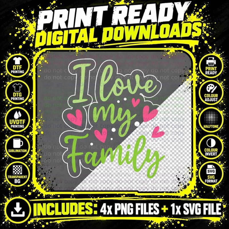I Love My Family Sayings Reunion Relatives Sarcastic Png SVG Digital Bundle