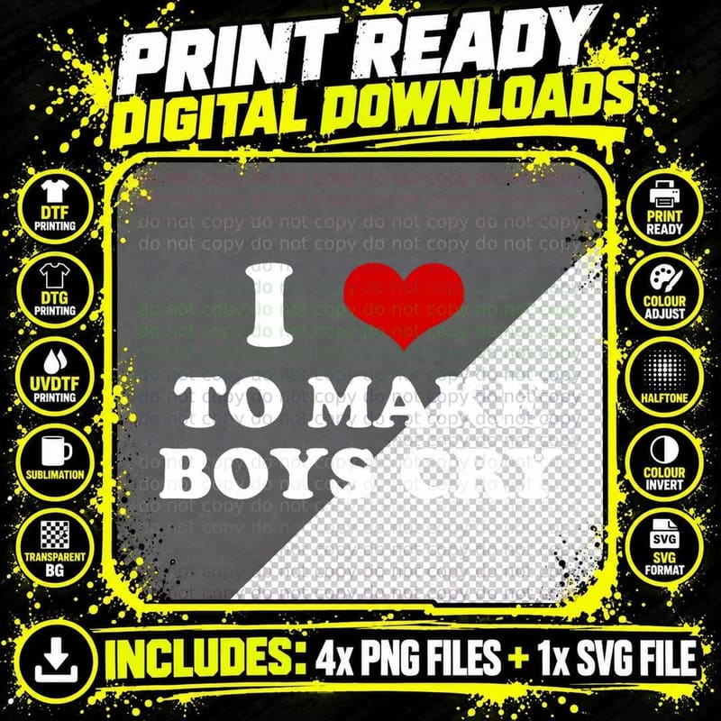I Love to Make Boys Cry Funny Valentines Day Red Heart Png SVG Digital Bundle