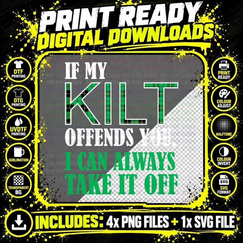 If My Kilt Offends You - Funny St. Patrick's Day Shirt Png SVG Digital Bundle