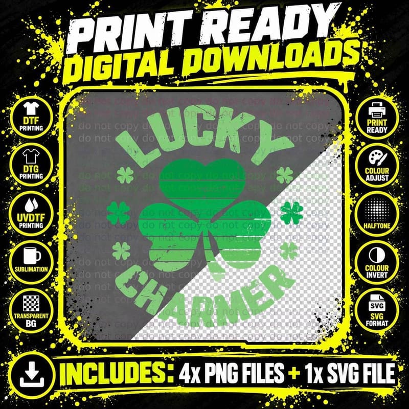 LUCKY Charmer Shirt Boys Kids Girl Funny St. Patrick's Png SVG Digital Bundle