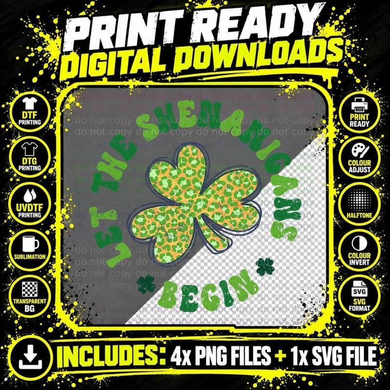 Let the Shenanigans Begin Funny St Patricks Day T-Shirt Png SVG Digital Bundle