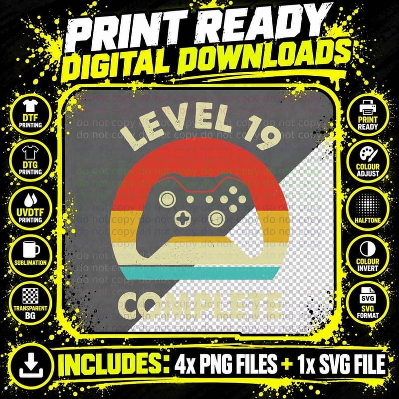 Level 19 Complete 19th Funny Wedding Anniversary for Png SVG Digital Bundle