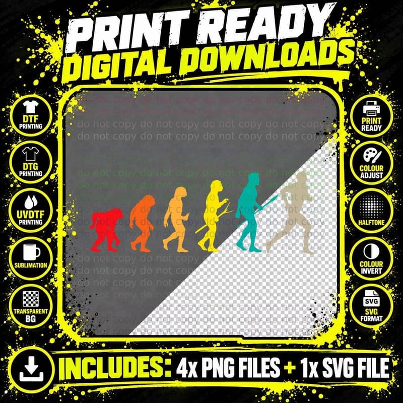 Marathon Evolution Gift Running Jogging Runner Humor Png SVG Digital Bundle