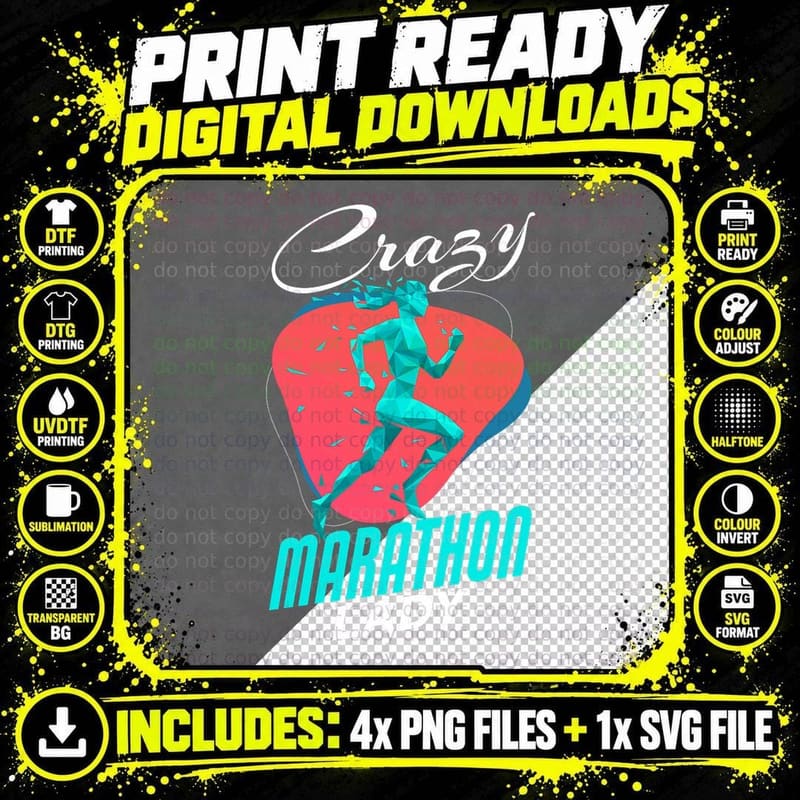 Marathon Shirt Funny Crazy Marathon Lady Runner Running Png SVG Digital Bundle