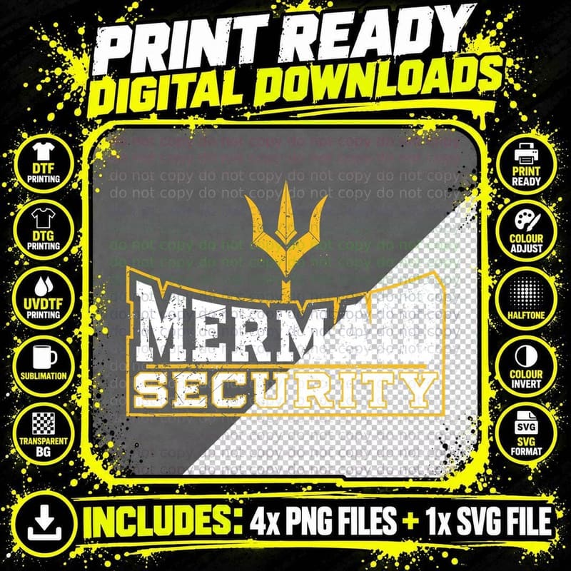 Mermaid Security Swimming Pool Swimmer Joke Gift T-Shirt Png SVG Digital Bundle