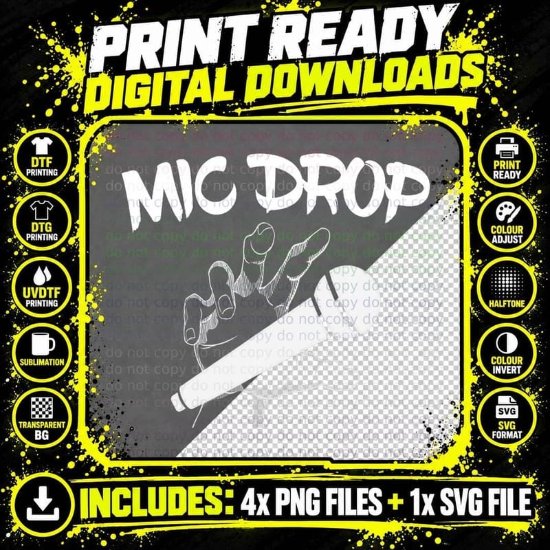 Mic Drop T Shirt-Funny Shirt with Humor Quote and Saying Png SVG Digital Bundle