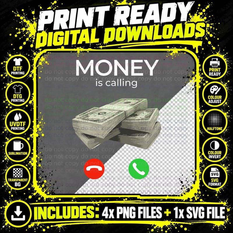 Money Is Calling Cash Shirt Funny Business Hustler Png SVG Digital Bundle