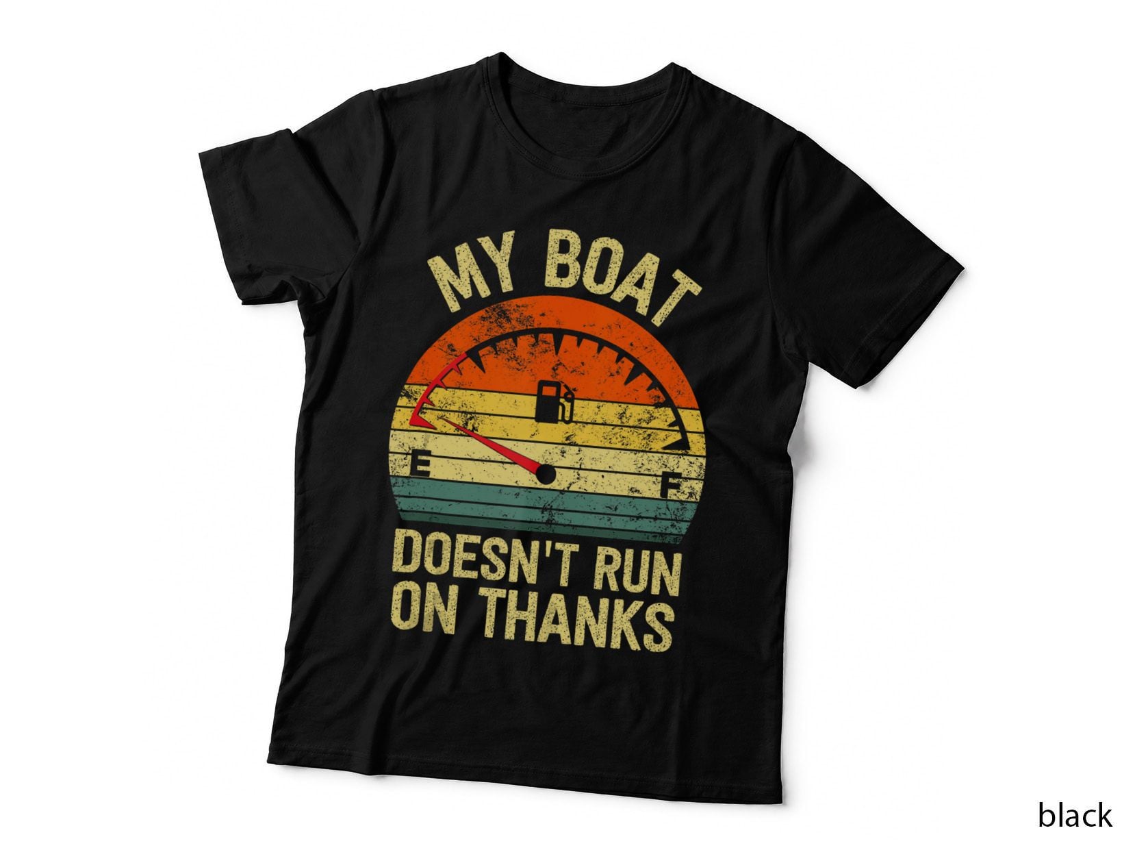 My Boat Doesn't Run on Thanks Funny Boating Retro Vintage, Funny Retro T-Shirt