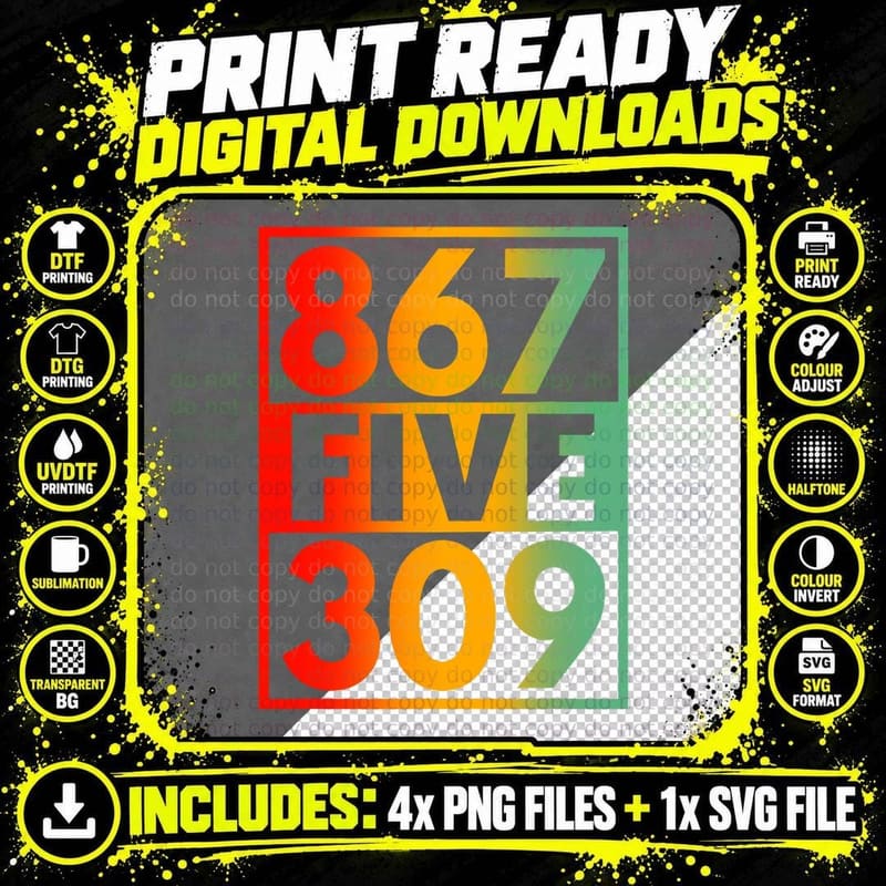 Nostalgic 8675309 Vintage Eighties Funny 80s T-Shirt Png SVG Digital Bundle