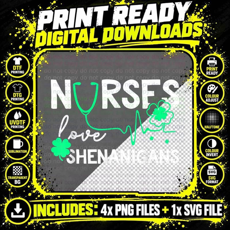 Nurses Love Shenanigans Funny St Patricks Day Nursing Png SVG Digital Bundle