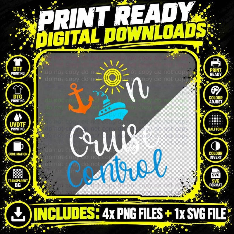 On Cruise Control Funny Summer Vacation Gift for Her Png SVG Digital Bundle