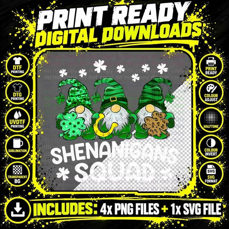 Patrick Shenanigans Squad Gnomes Funny St Patricks Day Png SVG Digital Bundle