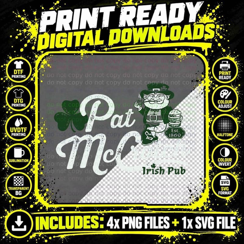 Pats Mccrotch Irish Pub Leprechaun Funny St Patricks Day Png SVG Digital Bundle