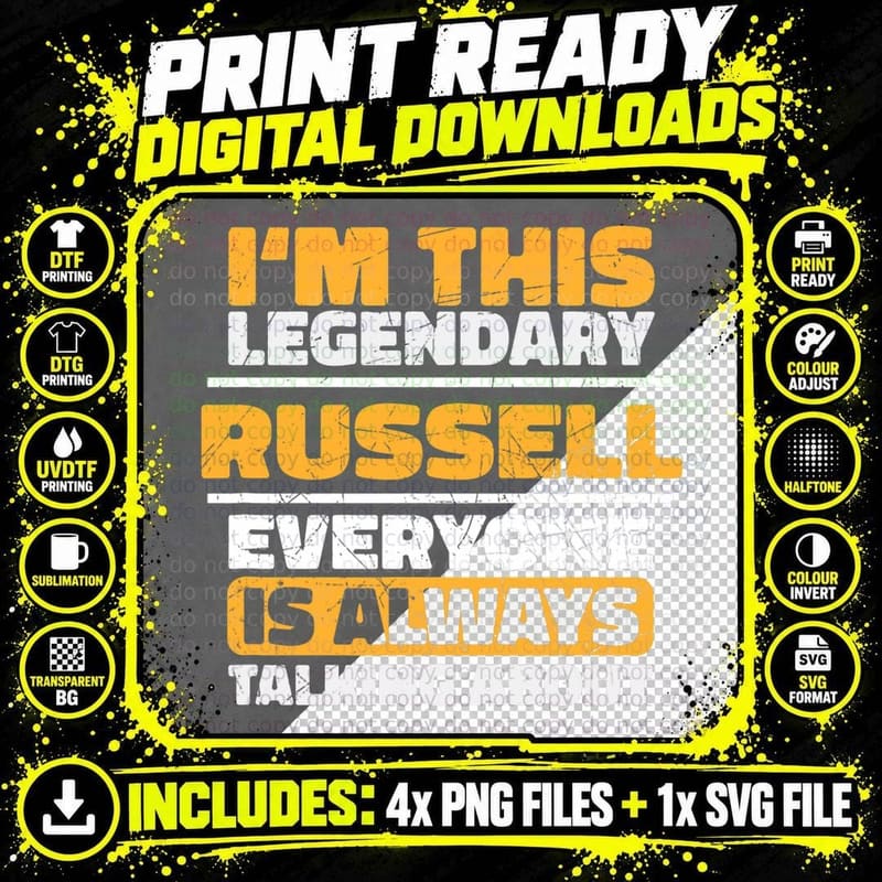 Personalized Name Gift Russell Funny Quote Graphic Png SVG Digital Bundle