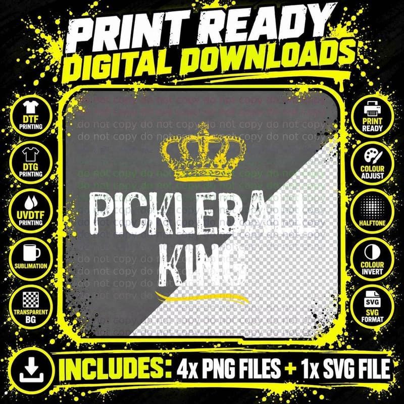 Pickleball King Men Boys Player Funny Cool T-Shirt Png SVG Digital Bundle