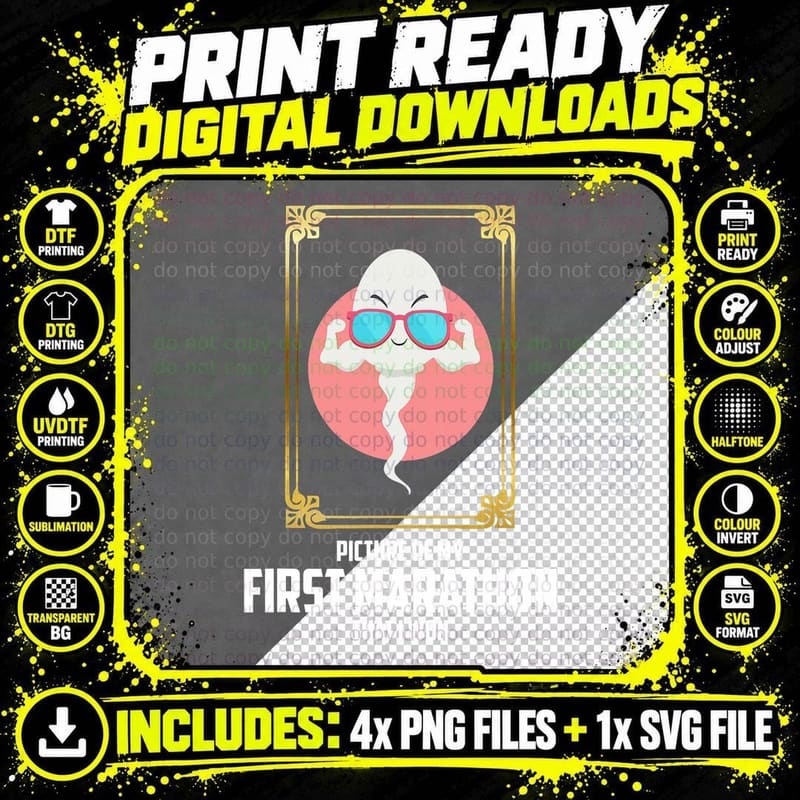 Picture My First Marathon I Won Funny Graphic Art T-Shirt Png SVG Digital Bundle