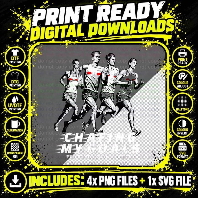 Playful and Funny Marathon Racers, Runners and Joggers Png SVG Digital Bundle