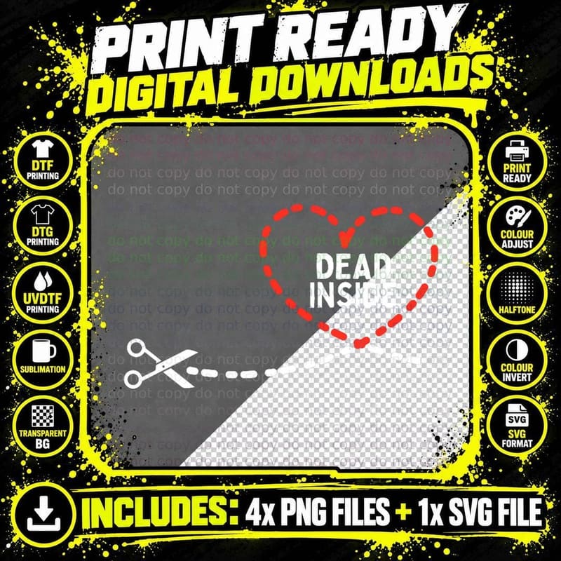 Pocket Dead Inside Heart Funny Anti Valentines Day Png SVG Digital Bundle