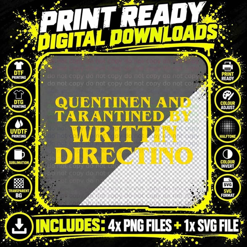 Quentinen and Tarantined by Writtin Directino Vintage Png SVG Digital Bundle